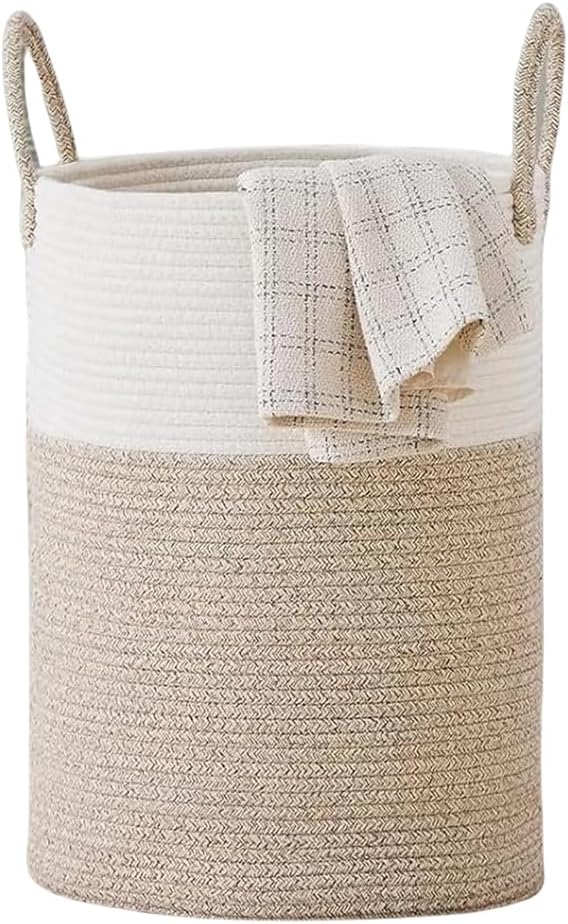 Büyük Çamaşır Sepeti, Halat Saplı Katlanabilir Hasır Sepet, Dekoratif Saklama Kutusu