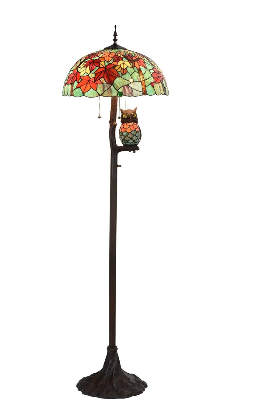 Akçaağaç Yaprakları Tiffany Tarzı Vitray Zemin Lambası