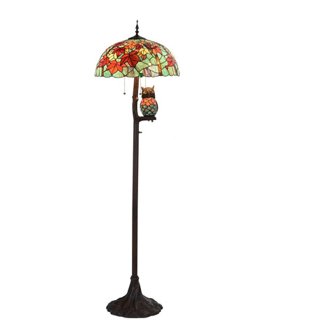 Akçaağaç Yaprakları Tiffany Tarzı Vitray Zemin Lambası