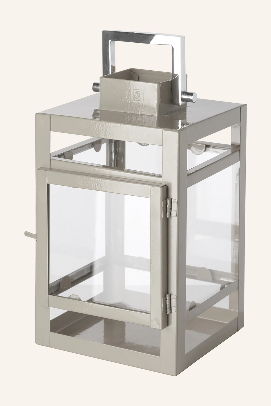 Kenia 20 cm Bej Renkli El Yapımı Metal Fener Dekoru İç Mekan ve Sınırlı Dış Mekan