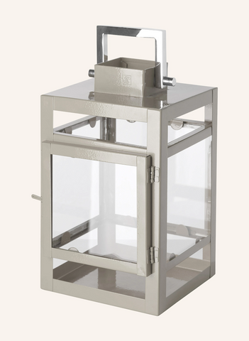 Kenia 20 cm Bej Renkli El Yapımı Metal Fener Dekoru İç Mekan ve Sınırlı Dış Mekan