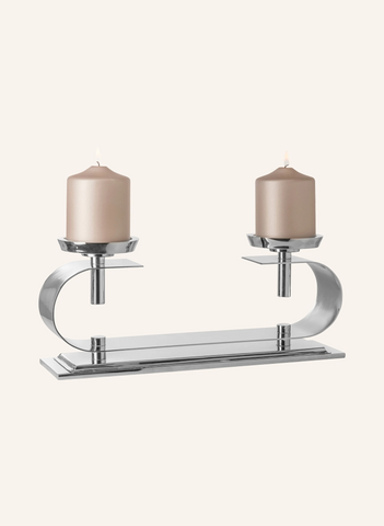 Twinson 2'li Mumluk 15,5 cm El Yapımı Parlak Vernikli Paslanmaz Çelik Şamdan