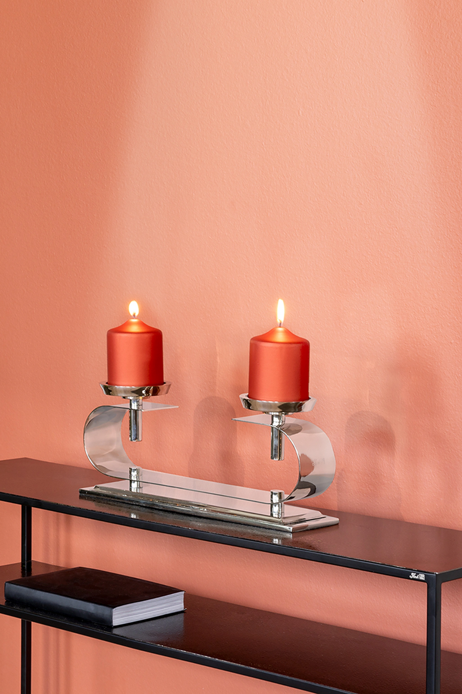 Twinson 2'li Mumluk 15,5 cm El Yapımı Parlak Vernikli Paslanmaz Çelik Şamdan