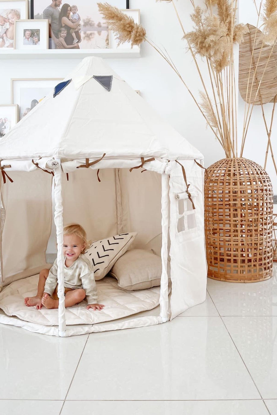 Krem Renkli Oyun Çadırı, Taşıma Çantalı ve Oyun Matlı