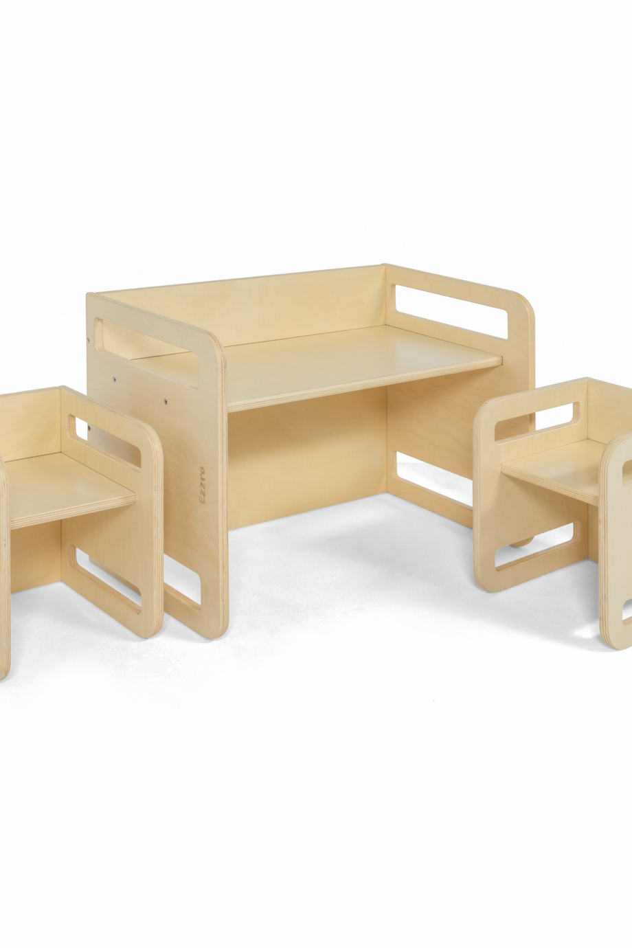 Doğal Montessori Masa Takımı, 2 Sandalye ve 1 Masa