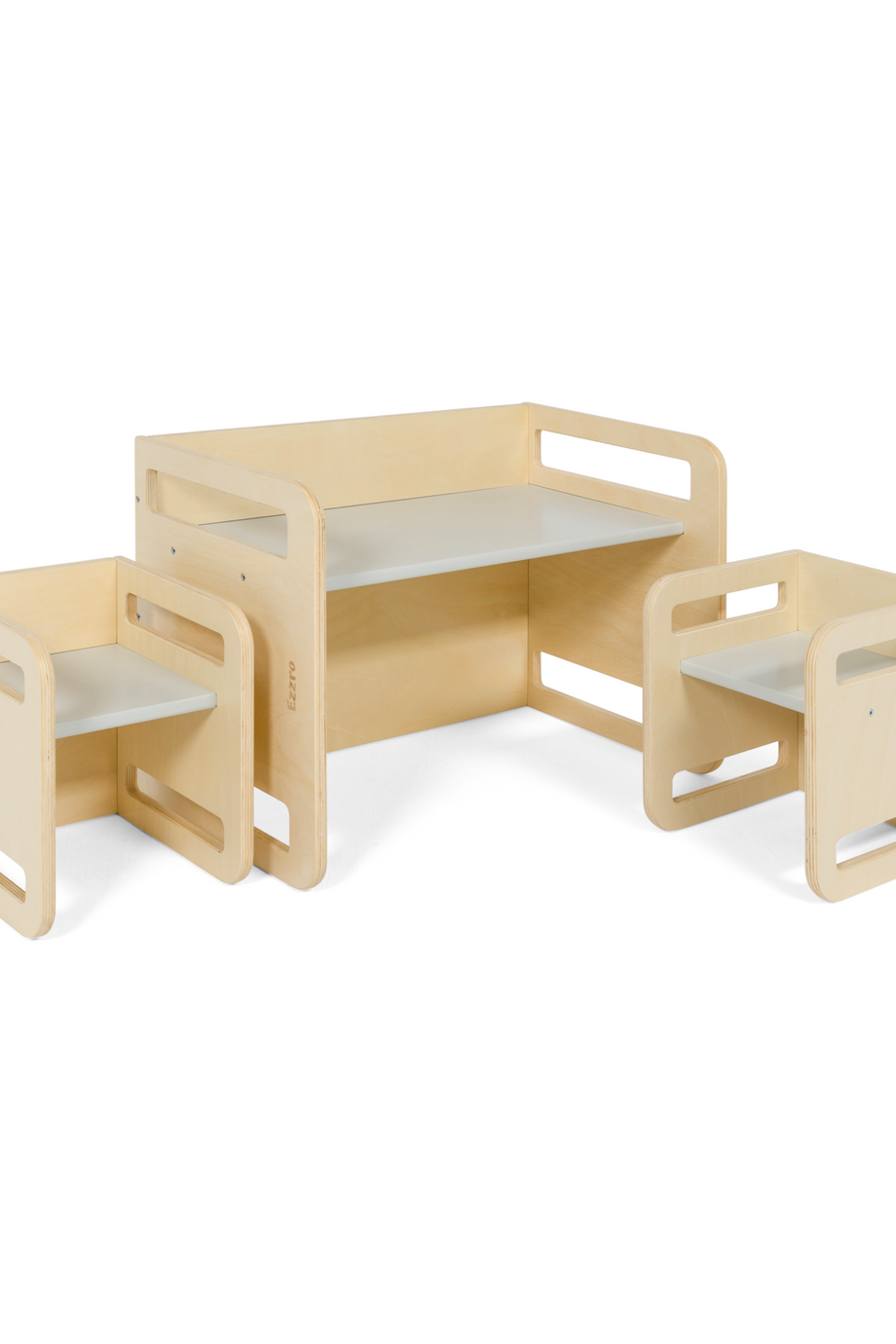 Doğal/Açık Gri Montessori Masa Takımı, 2 Sandalye ve 1 Masa