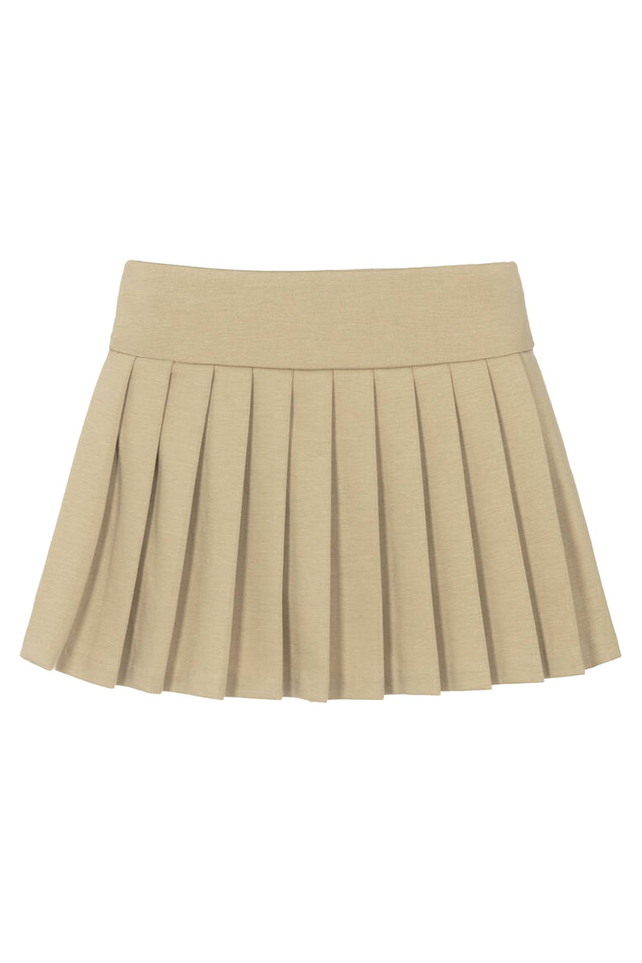 Çocuklar için Pileli Ponte Skort - Bej/Kaki