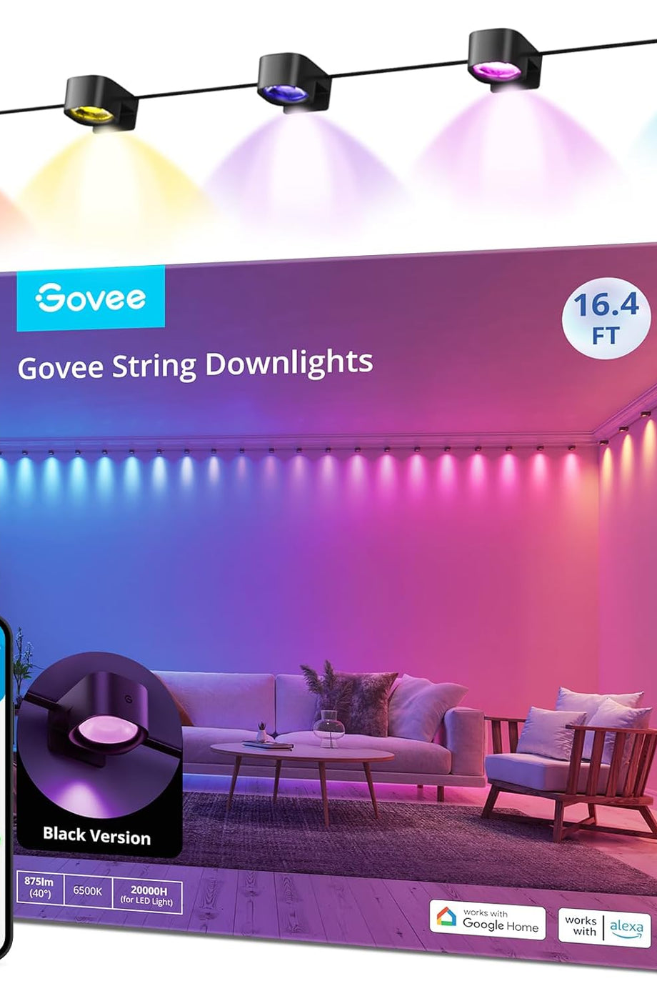 Smart RGBIC İç Mekan Duvar Lambası, Alexa Uyumu, Müzik Senkronizasyonu