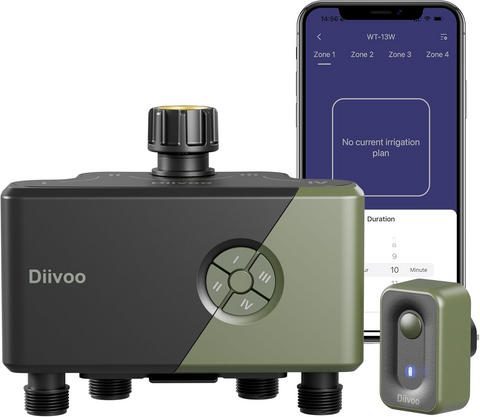 4 Çıkışlı WiFi Akıllı Sulama Zamanlayıcısı, 24 Programlı, Alexa Uyumlu, Yağmur Gecikmeli