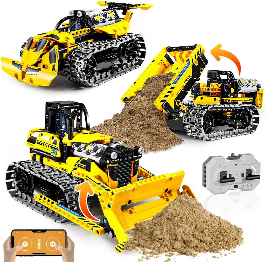 3'ü 1 Arada Teknoloji Buldozer, RC Damperli Kamyon ve Şantiye Arabası ,452 Parça İnşaat Oyuncağı