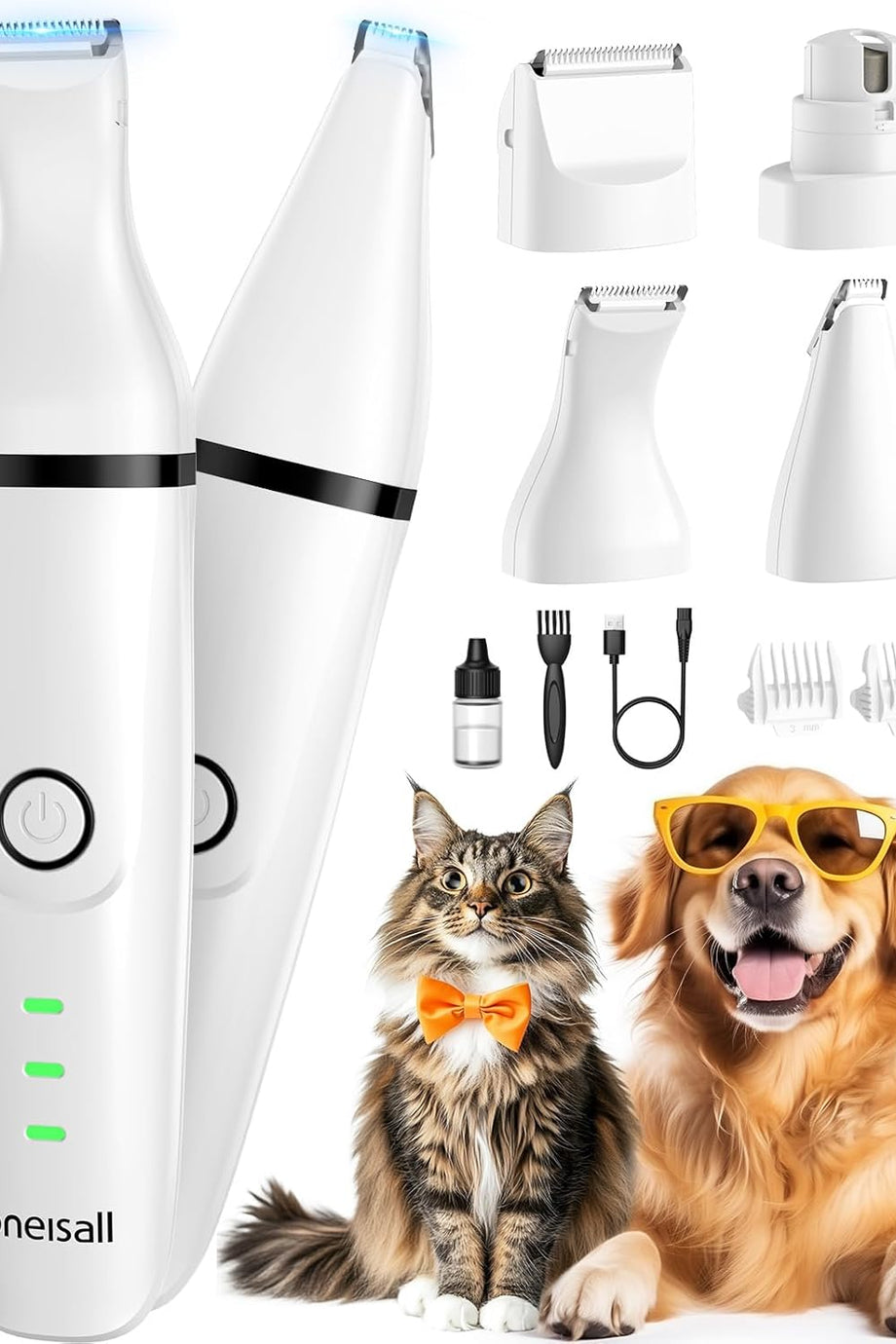 4'ü 1 Arada Sessiz Kesme Makinesi, Köpek, Kedi Bakımı, Şarj Edilebilir, Pati Düzeltici ve Pençe Bileyici