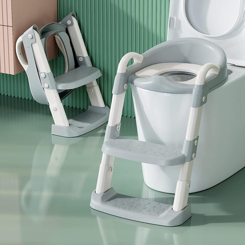 Çocuk Tuvalet Oturağı, Kaymaz, Katlanabilir, Merdivenli ve Ergonomik