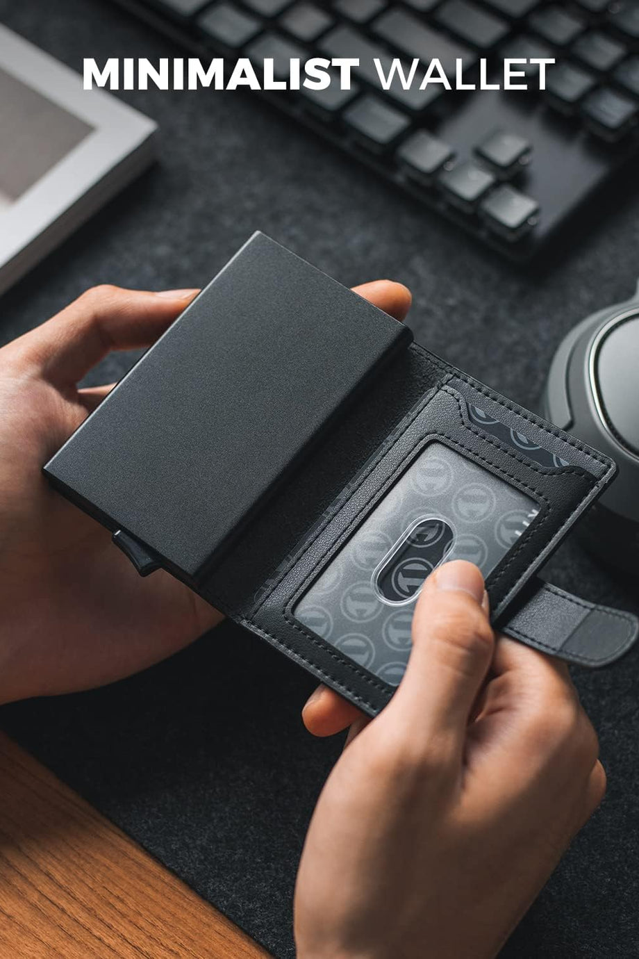 Pop-Up Deri Kartlık, RFID Korumalı, Metal Gövdeli, Minimalist Erkek Cüzdan