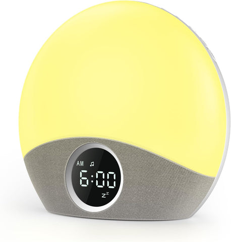 Nite 7 Işıklı Çalar Saat,Gündoğumu Simülasyonu, 30 Ses, 8 Renkli Gece Lambası