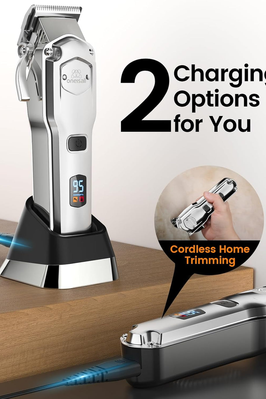 Sessiz Köpek Tıraş Makinesi Metal Kılavuz Taraklı, Kablosuz