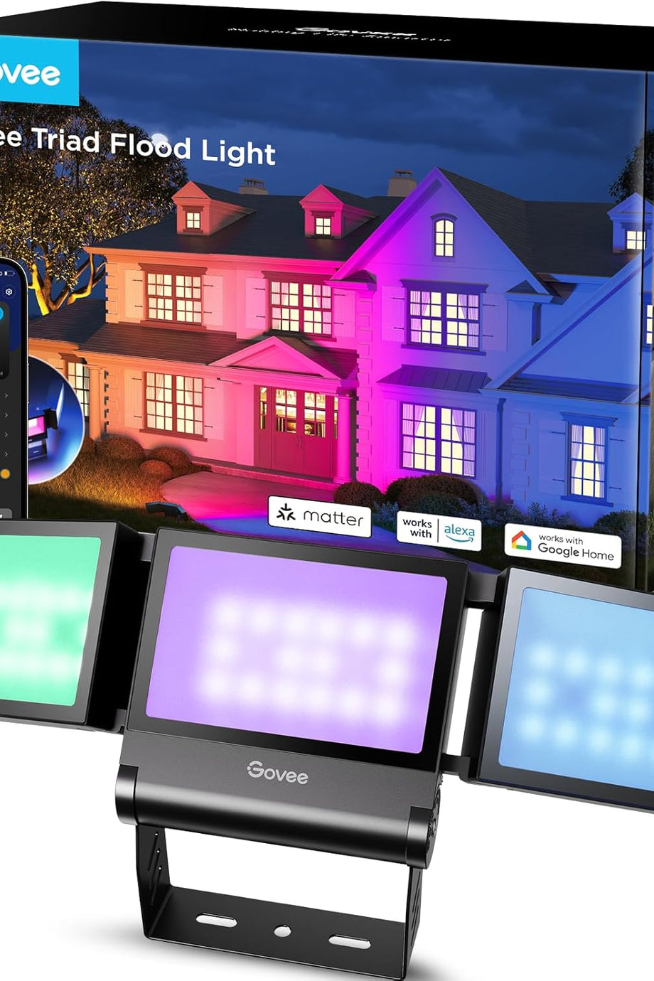 Triade RGBIC LED Projektör 4500 lm, IP66, Akıllı Dış Mekan Işığı, Alexa & Matter Uyumlu