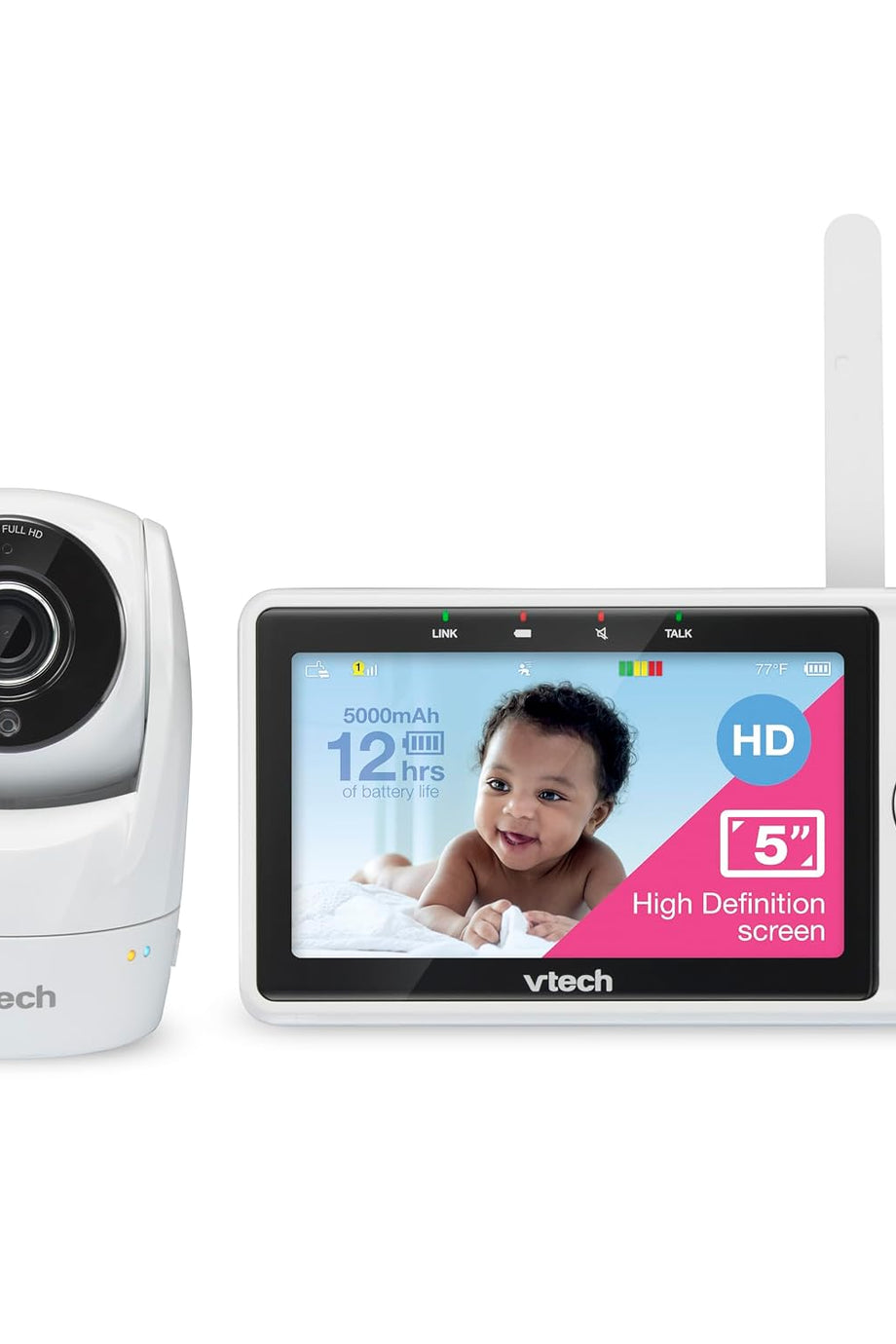 Akıllı Bebek Monitörü VM901-1W, 5” LCD, 1080p Kamera, Gece Görüşü