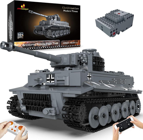 Tank Kelepçeleme Blokları Modeli, 2. Dünya Savaşı Kaplan Tankı, Uzaktan Kumandalı, 800 Parça