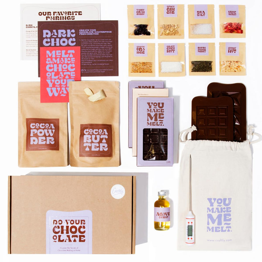 Tam Çikolata Yapım Seti, 11 Doğal Malzemeli DIY Vegan Çikolata Kutusu
