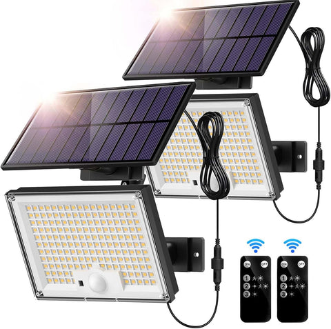 2'li Hareket Sensörlü Güneş Enerjili Işıklar, 172 LED, IP65 Su Geçirmez