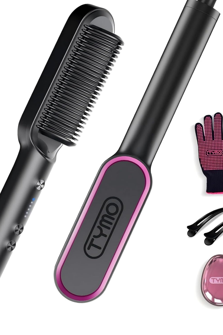 Demir Ve Entegre Taraklı Saç Düzleştirici Fırça, Ek Aksesuarlar İle Birlikte