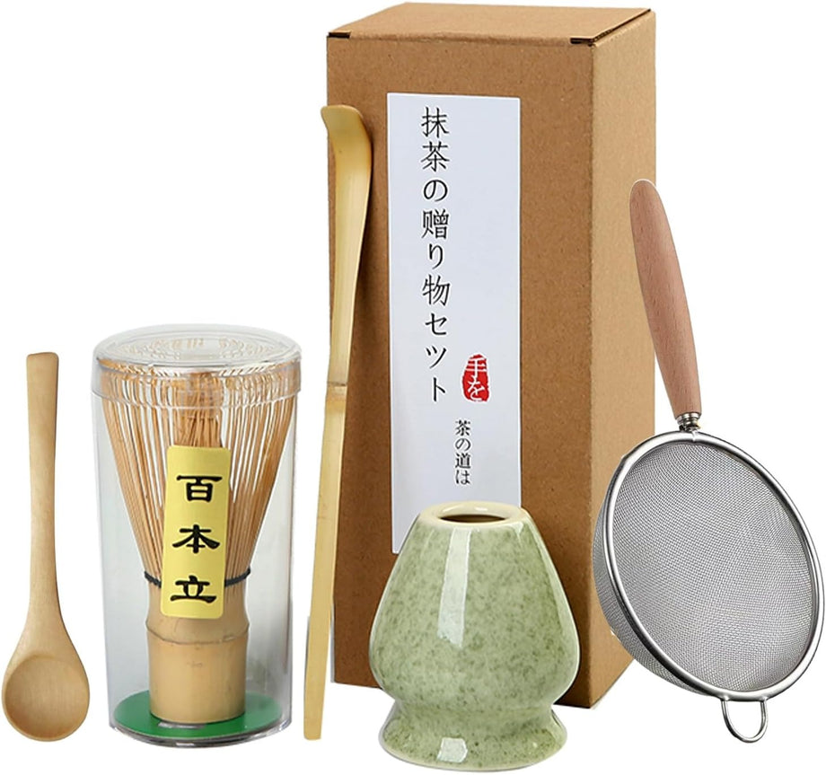 5 Parça Japon Matcha Seti Seramik ve Bambu Malzeme ile Matcha Hazırlama ve Hediye Seti