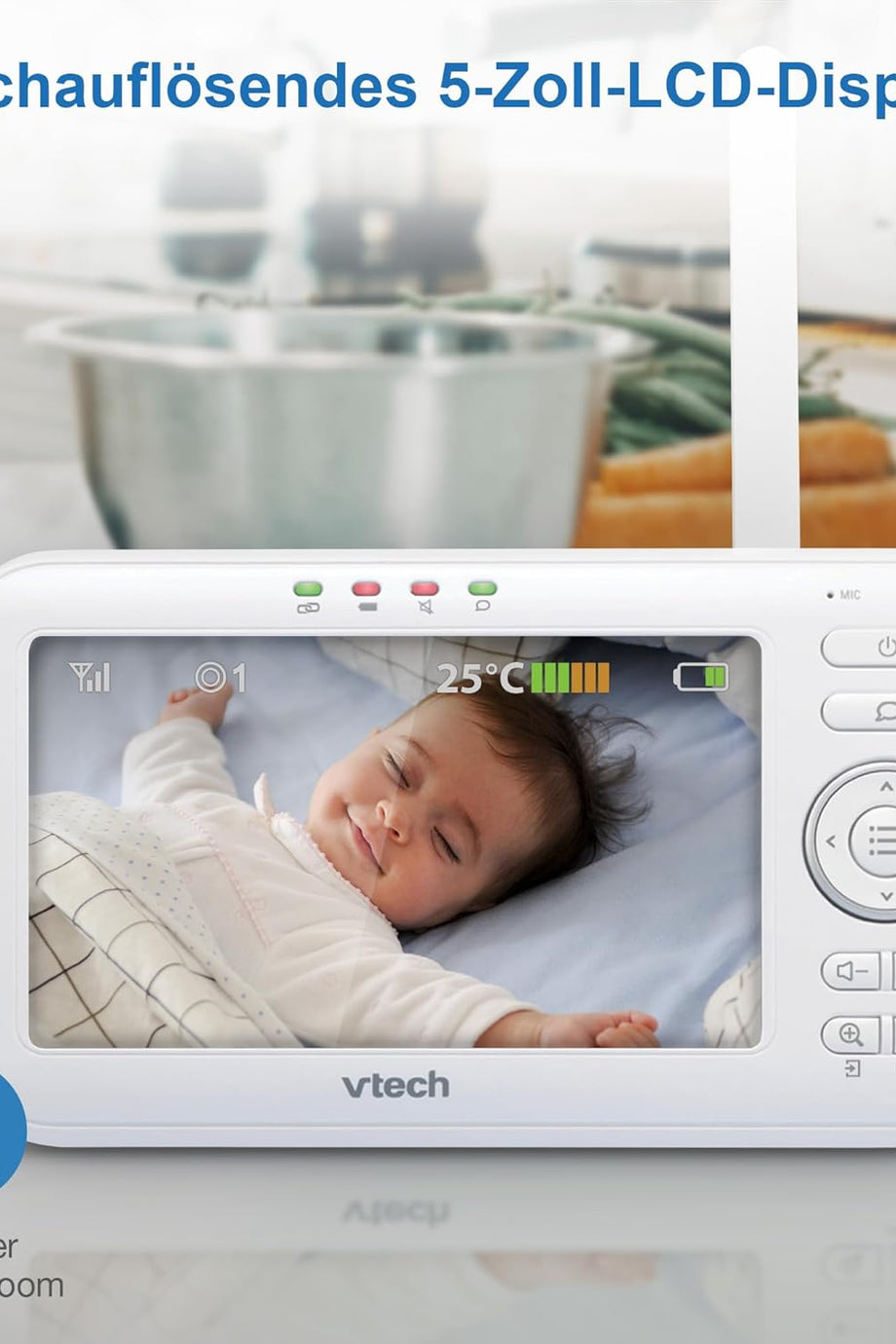 Bebek Monitörü VM5252, 5” LCD Ekran, Gece Görüşü, İnterkom ve Ninniler