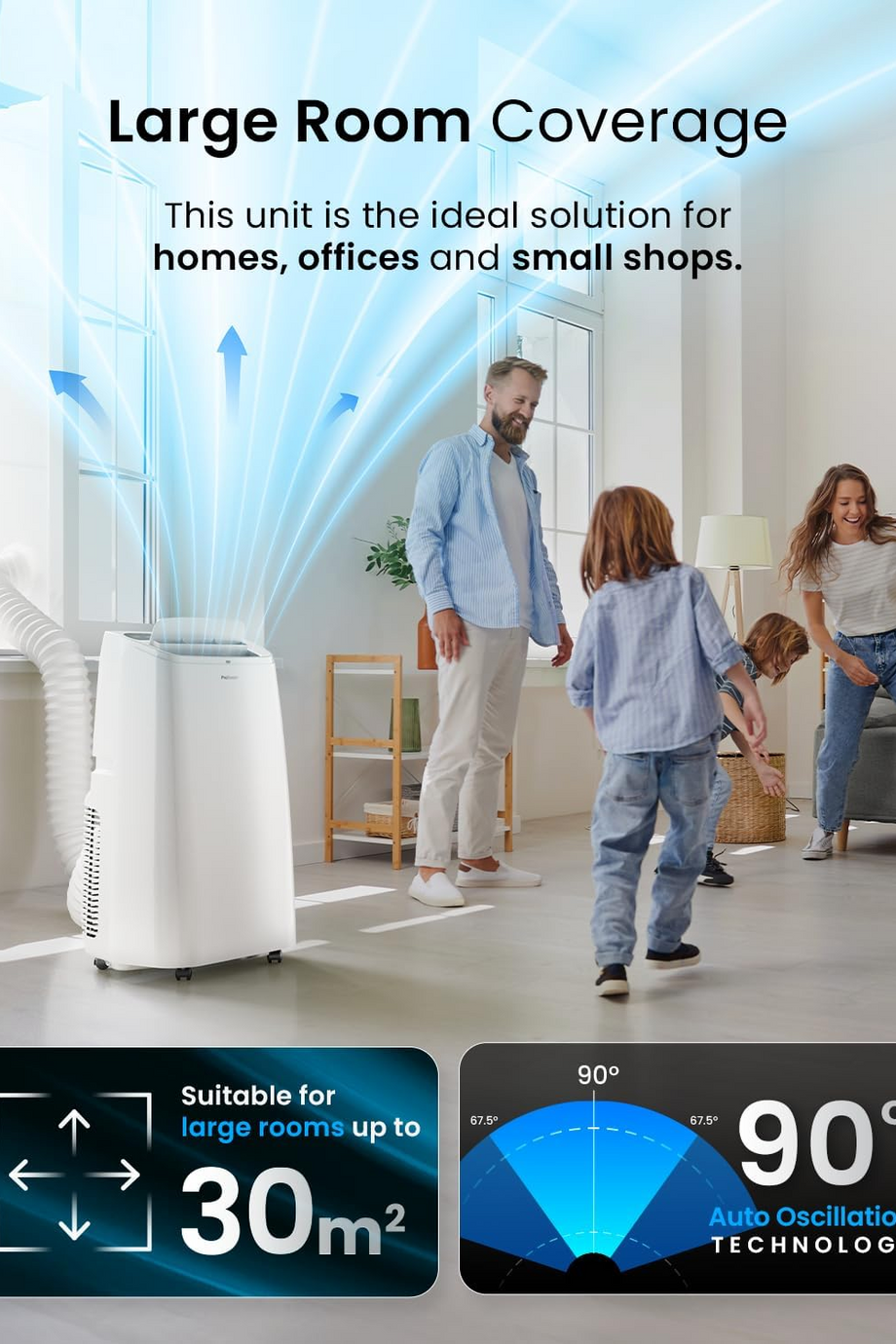 4'ü 1 Arada 12.000 BTU Akıllı Klima Isıtma, Soğutma, WiFi, Zamanlayıcı, Enerji Sınıfı A