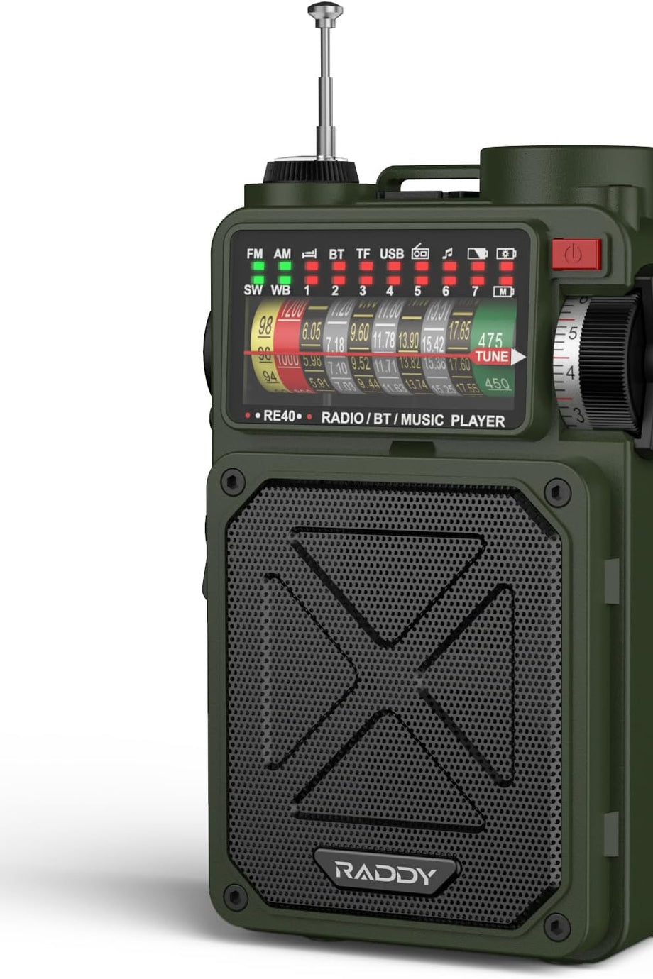 RE40 Kısa Dalga Radyo, 4000mAh Batarya, FM/AM/SW, Bluetooth Hoparlör, SOS, Solar & Krank Şarj