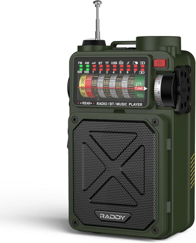 RE40 Kısa Dalga Radyo, 4000mAh Batarya, FM/AM/SW, Bluetooth Hoparlör, SOS, Solar & Krank Şarj