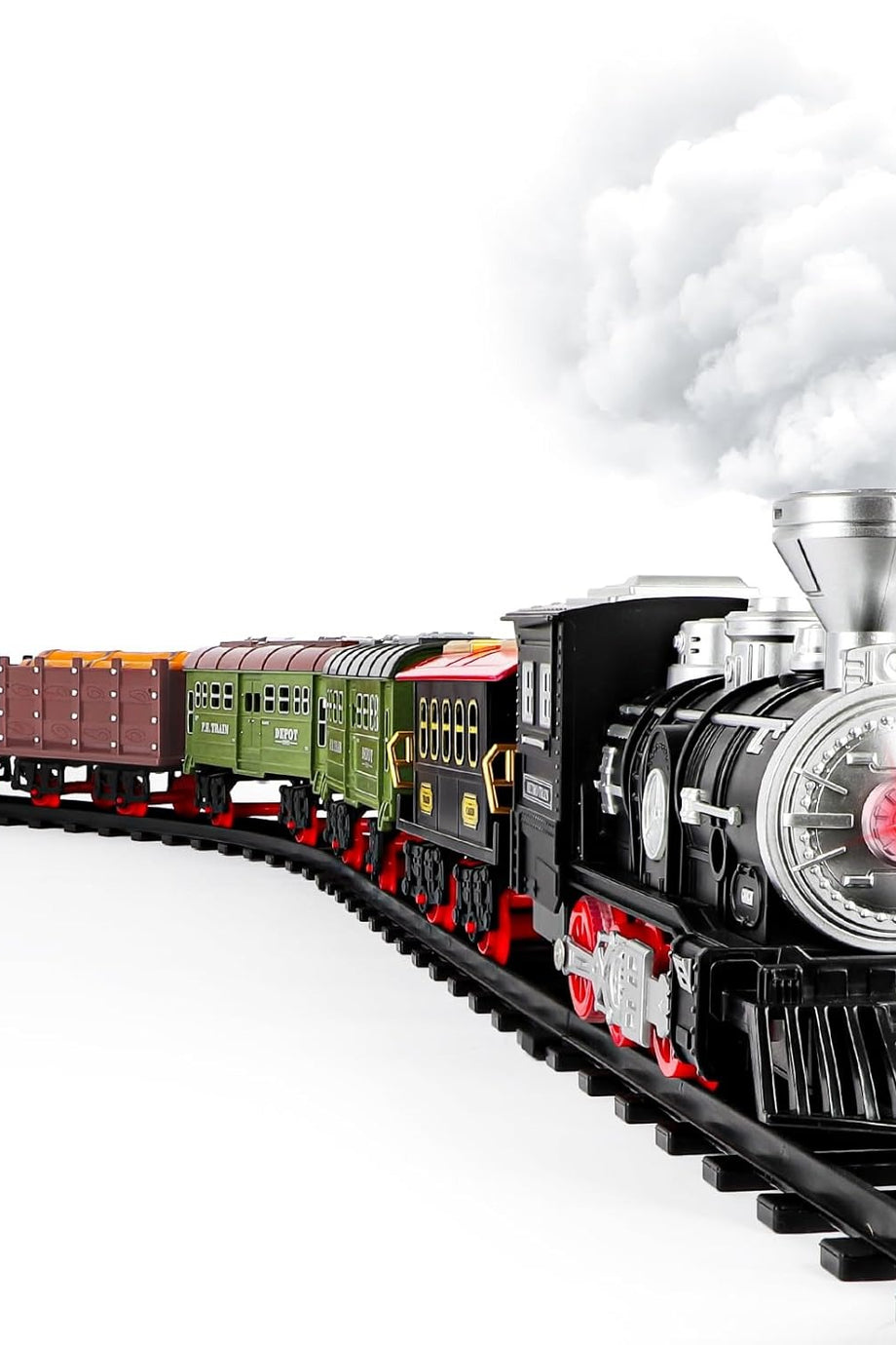 Retro Elektrikli Buhar Tren Oyuncağı, Işık ve Sesli, 6 Vagonlu Çocuklar İçin Hediye, 3-8 Yaş Arası