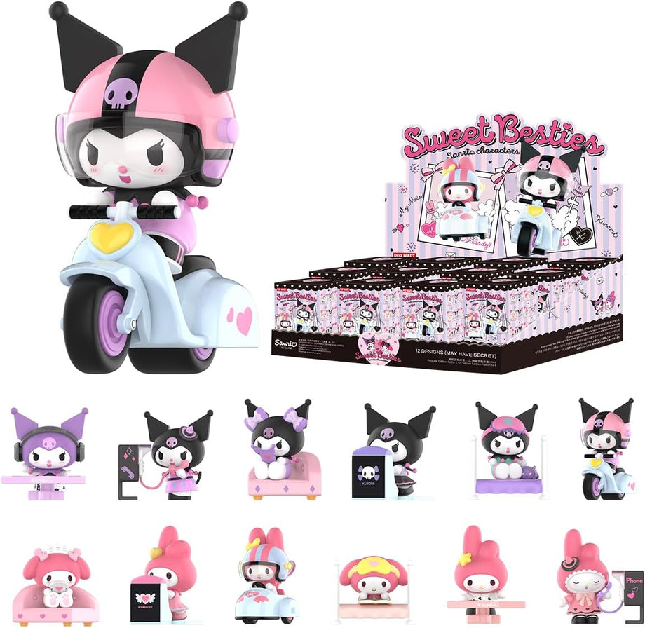 Sanrio Melody & Kuromi Figür Koleksiyonu, Blind Box 12 Parça, Sevimli Aksiyon Figürleri