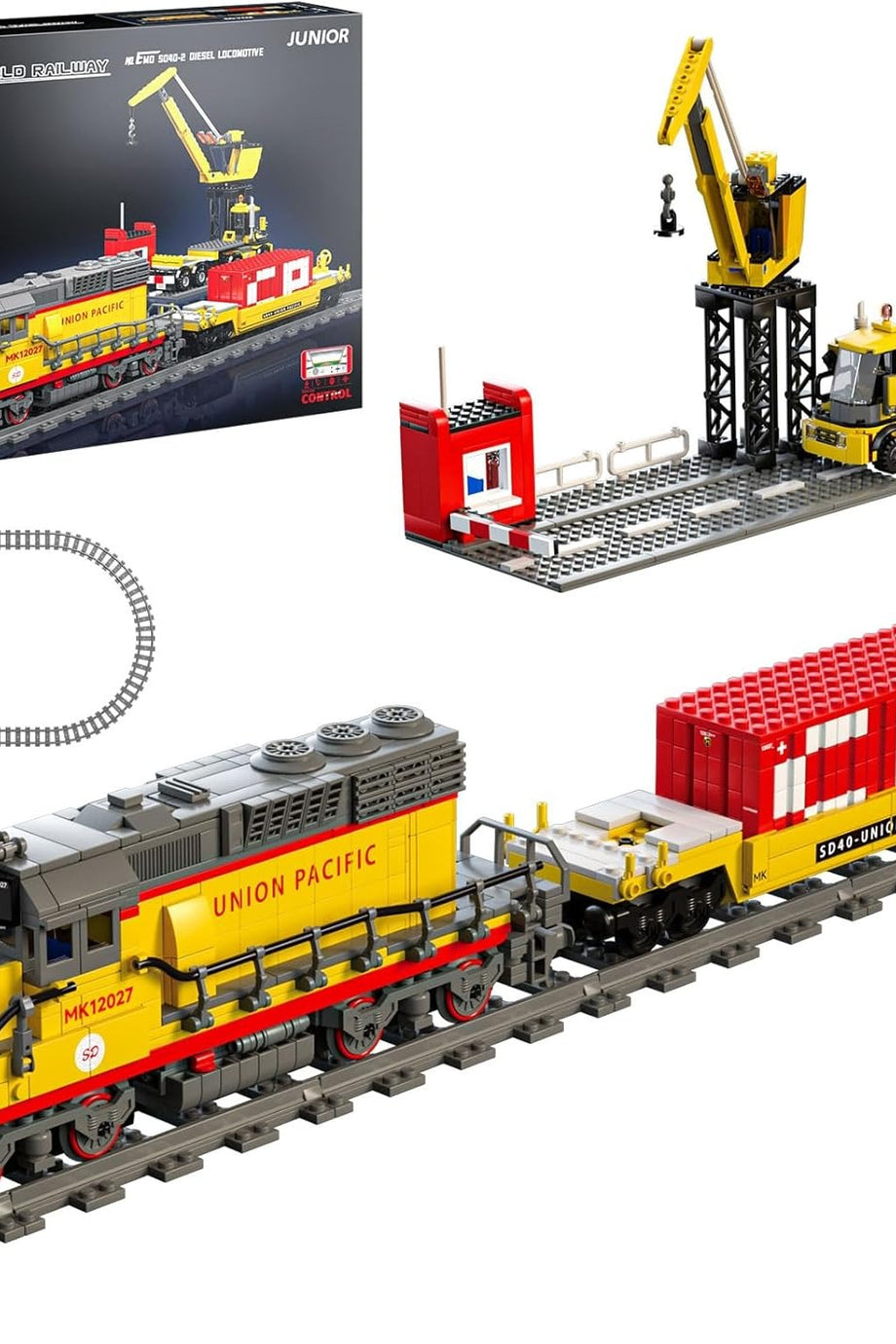 12027 Elektrikli Demiryolu Tren Yapı Blokları Seti 1170 Parça, Uzaktan Kumandalı ve Raylı Model