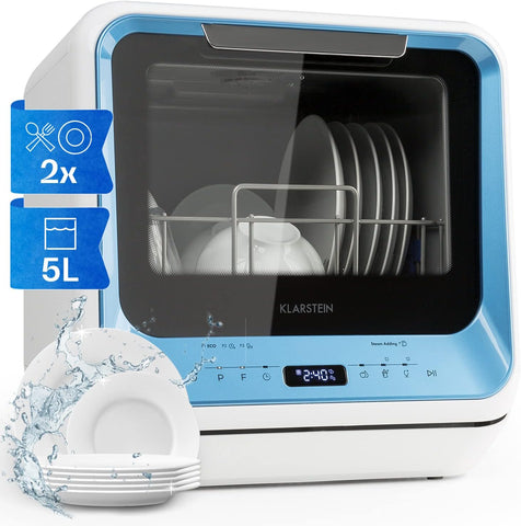 Amazonia Mini Mavi Masaüstü Bulaşık Makinesi, 6 Program, 5 Litre