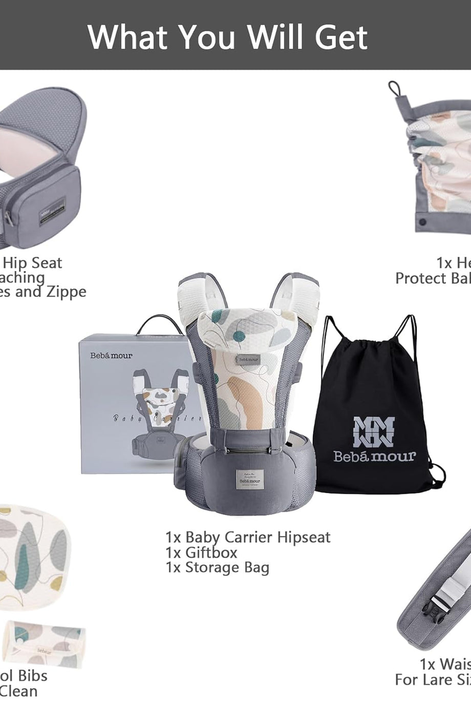 6'sı 1 Arada Ergonomik Bebek Taşıyıcı, Air Mesh, 0-36 Ay