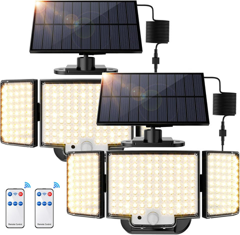 LED Güneş Enerjili Hareket Sensörlü Işık (2'li Paket) IP65, 3 Modlu, Sıcak Işık