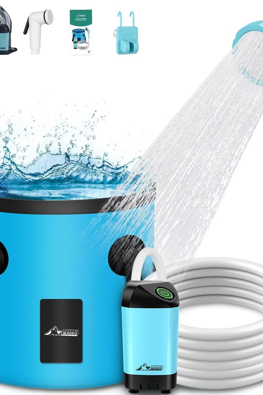 Taşınabilir Kamp Duşu 3000mAh Batarya, Katlanır 20L Kova, 90 Dakika Kullanım