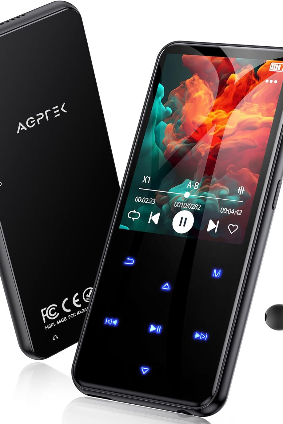 64 GB MP3 Çalar, Bluetooth 5.3, HiFi Ses, FM Radyo, 2,4 inç Ekran