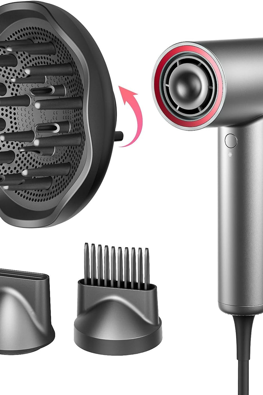 AIRHYPE Lite İyonik Saç Kurutma Makinesi, Hızlı Kurutma, Difüzörlü, Isı Hasarsız 110.000 RPM