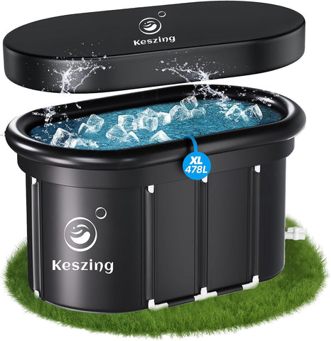 XL Oval Buz Banyosu Küveti, 118 Gal Kapasiteli Katlanabilir Soğuk Dalma Küveti