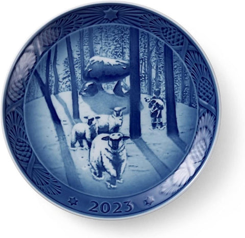 2023 Koleksiyon Noel Tabağı, “Christmas Time in the Forest” Allan Therkelsen İmzalı Mavi Porselen Tabak