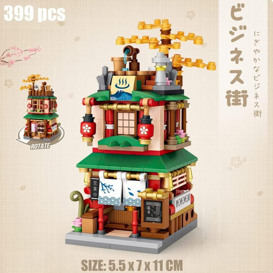 Hot Spring House Model Set, 399 Parça Japon Sokak Yapım Kiti