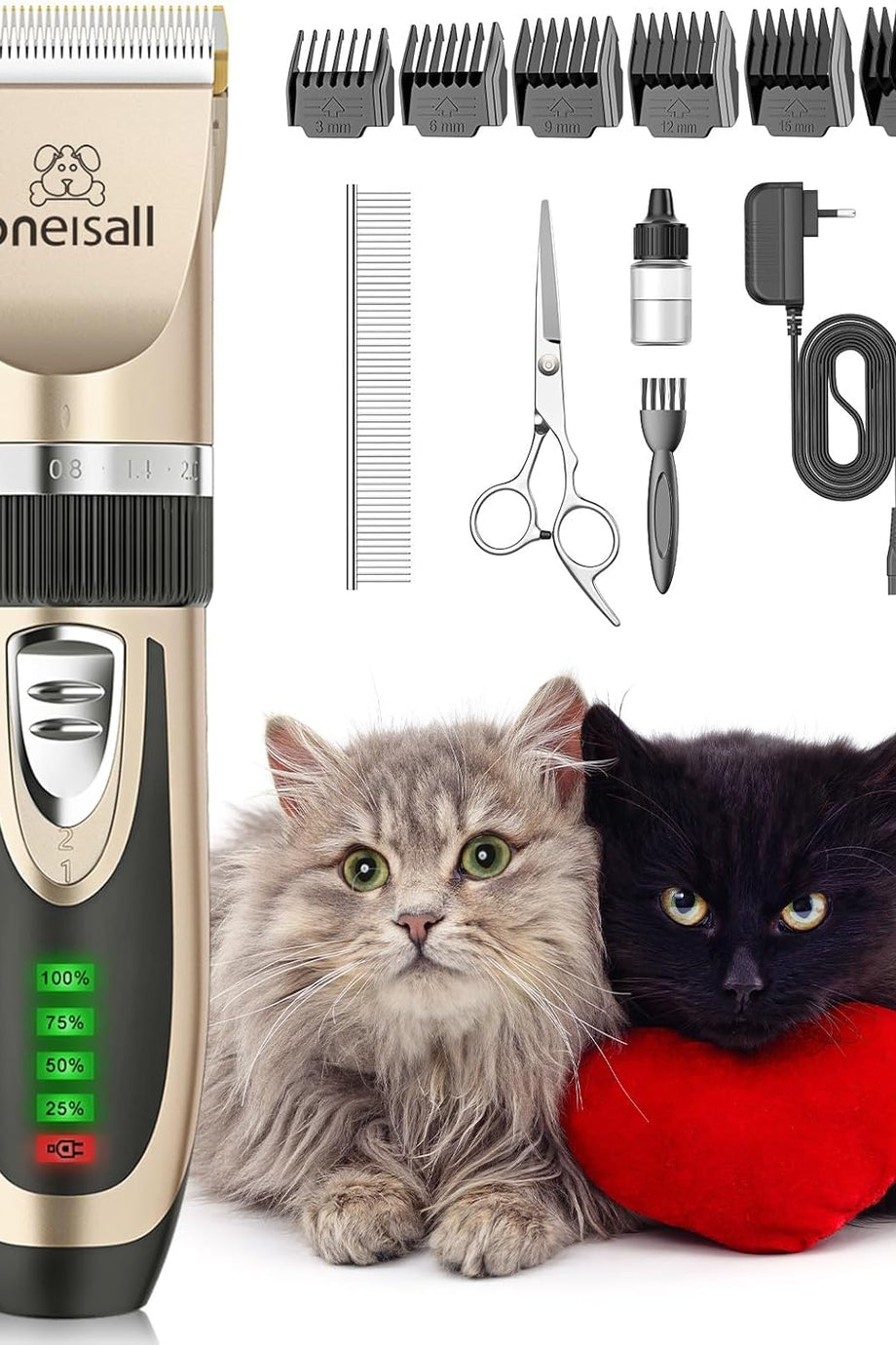 Kedi Tıraş Makinesi, Sessiz, Güçlü Motor, Seramik ve Titanyum Bıçaklar