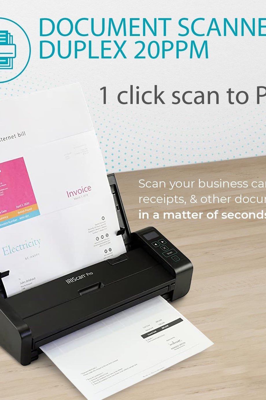 PRO A4 Belge Tarayıcı, 20PPM Duplex, ADF, PDF Editör & OCR Özellikli