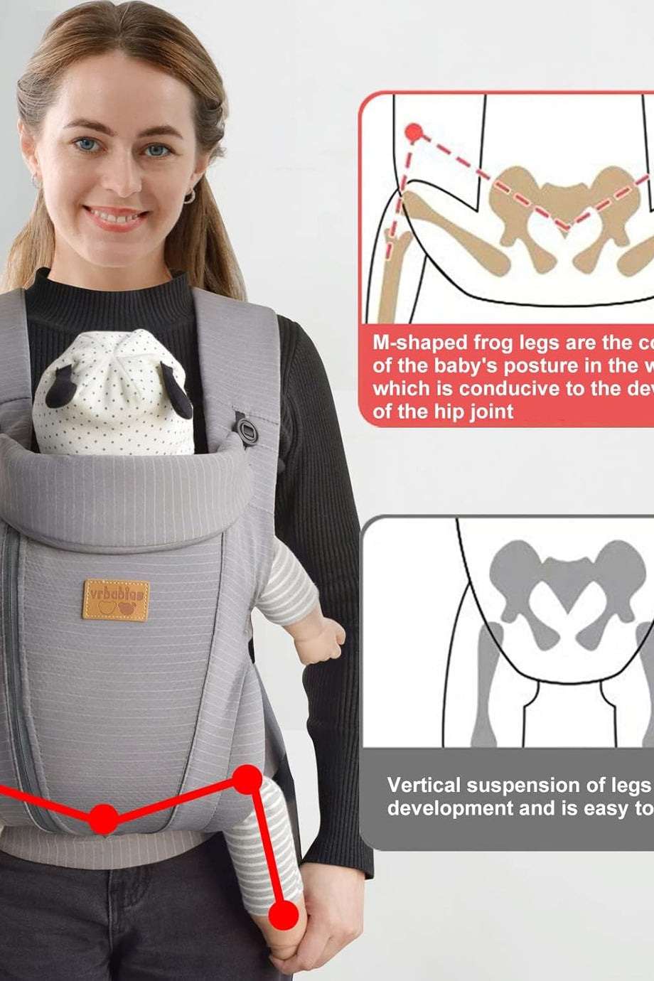 Bebek Taşıyıcı, Ergonomik, Ayarlanabilir Bel Desteği, Hafif ve Nefes Alabilir, Yeni Doğanlar İçin