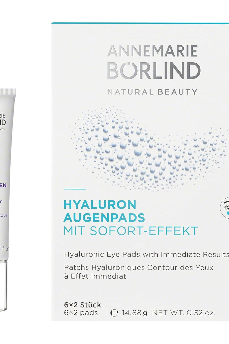 Göz Pedi ve Serum Seti, Hyaluron ve Kolajen Etkili, Vegan, 6x2 Ped + 5 ml Serum