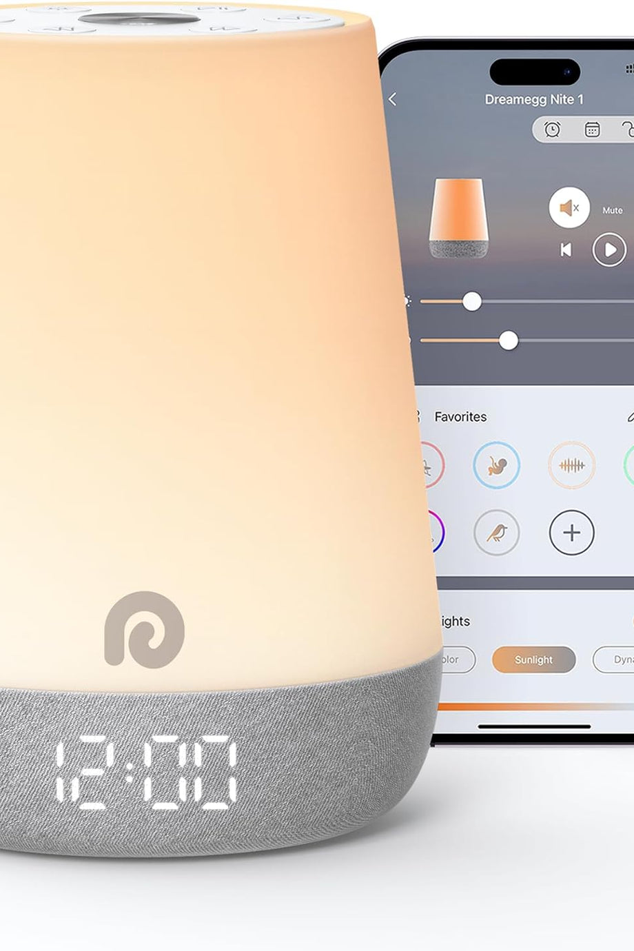 Uyku Eğitmeni Saat, Beyaz Gürültü Makinesi, 34 Ses, Işıklı Çalar Saat