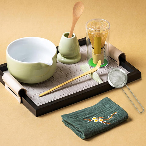 Matcha Seremoni Seti 8 Parça Seramik Kase Bambu Çırpıcı Elek Kaşık Japon Çay Seti Hediye