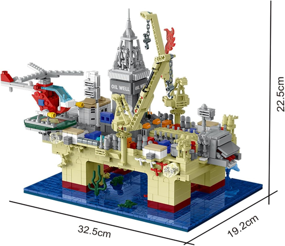Offshore Petrol Platformu Yapı Kiti, LED Işıklı, 1962 Parça, 12 Yaş ve Üzeri İçin Mimari Model