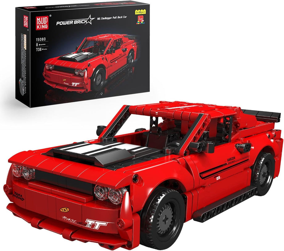 15080 Dodge Challenger Yapım Seti, 738 Parça, Çek-Bırak Motorlu Yarış Arabası
